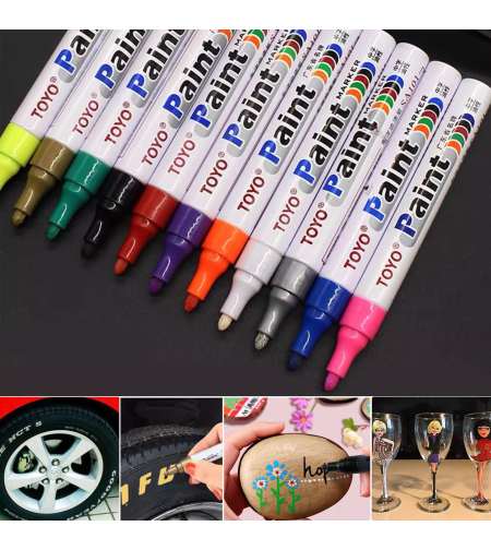 טושים פרמננטיים 3 צבעים: לבן, כסף וזהב TOYO Paint