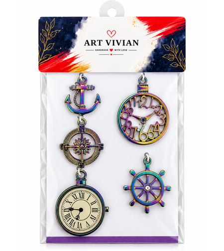 סט תליונים ימיים לעיצוב ותכשיטנות – Nautical Charms 5 Pieces Pendant Set