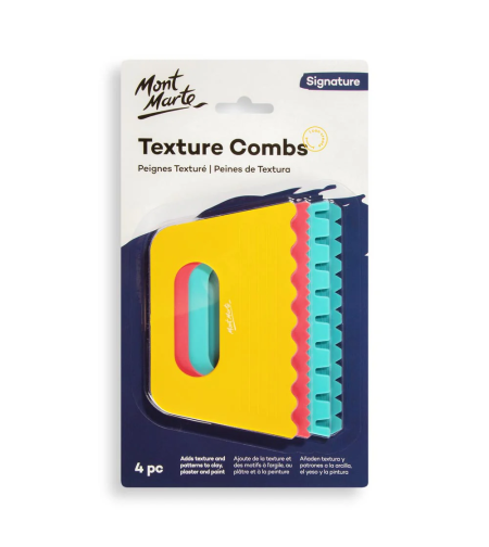 סט מסרקי טקסטורה לחימר, צבע או גבס סט 4 חלקים Mont Marte Texture Combs Signature