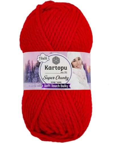 חוט צמר עבה לסריגה Kartopu Super Chunky – צבע אדום
