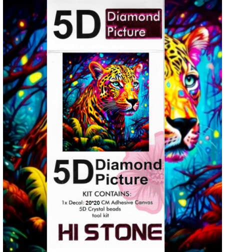 ערכת תמונת יהלומים 5D HI STONE - נמר ביער צבעוני - 20x20 ס