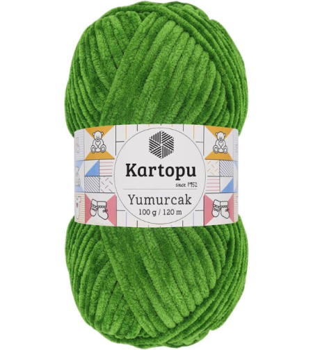 חוט קטיפה לסריגה Kartopu Yumurcak – צבע ירוק