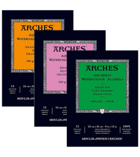 בלוק נייר אקוורל 100% כותנה - Arches Watercolour Pads 300gsm