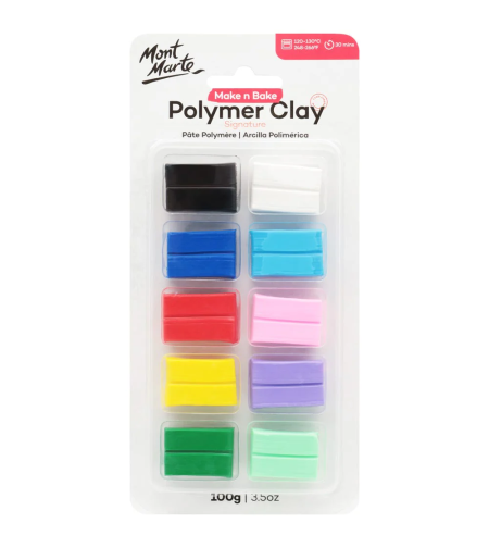 סט חימר פולימרי לאפייה 12 צבעים – 100 גרם Mont Marte Make n Bake Polymer Clay