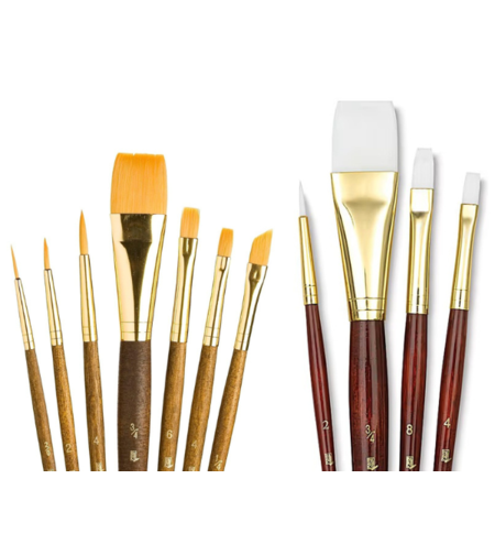 מכחולים מקצועיים מסדרת Taklon – זהב ולבן