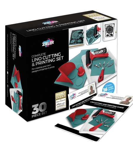 ערכת חיתוך והדפסה לינוליאום סט של 30 חלקים Zieler Lino Cutting & Printing Set
