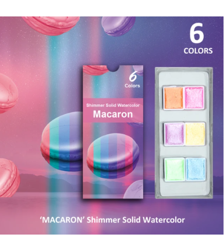 ערכת צבעי מים מטאליים 6 צבעים פסטליים זוהרים - Macaron