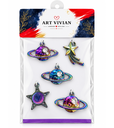 סט תליוני חלל לעיצוב ותכשיטנות – Wanderlust Space Charms 5 Pieces Pendant Set