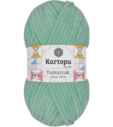 חוט קטיפה לסריגה Kartopu Yumurcak – צבע ירוק מנטה