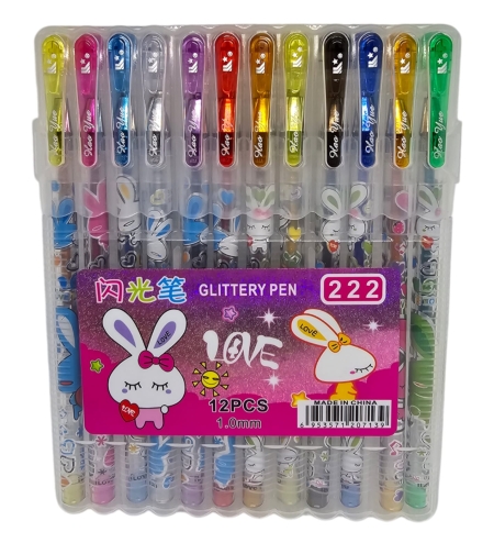 סט עטי ג'ל מנצנצים 12 יחידות Glittery Pen