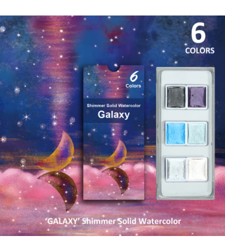 ערכת צבעי מים מטאליים 6 צבעים Galaxy
