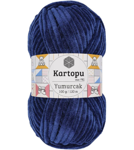חוט קטיפה לסריגה Kartopu Yumurcak – צבע כחול כהה