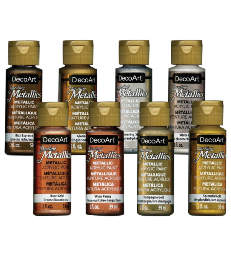 סט צבעי אקריליק מטאליים – DecoArt Dazzling Metallics Value Pack (8 × 59 מ