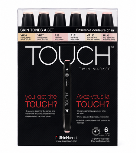 ערכת טושים Touch Twin 6 צבעים - סט גווני עור A על בסיס אלכוהול