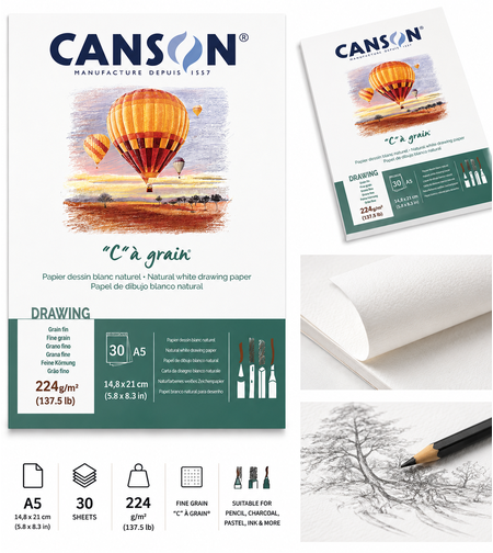 בלוק כנסון לרישום וציור 30 דפים C.A.Grain A5