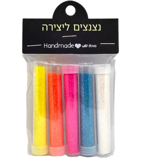 נצנצים ליצירה -מארז 5 גוונים בהירים