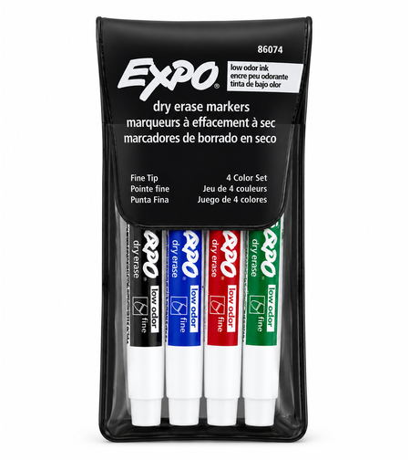 טושים ללוח מחיק EXPO – ראש דק | סט 4 צבעים | 86074
