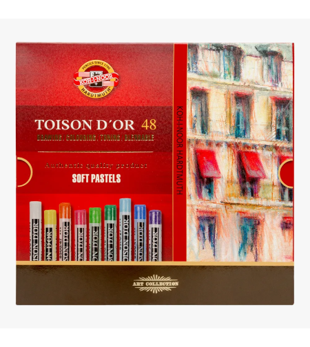 סט גירי פסטל רכים עגולים 48 גוונים – Koh-I-Noor Toison D'or