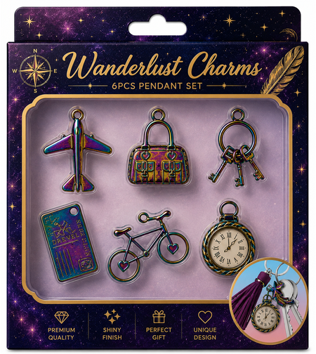 סט תליונים לעיצוב ותכשיטנות – Wanderlust Charms 6 Pieces Pendant Set