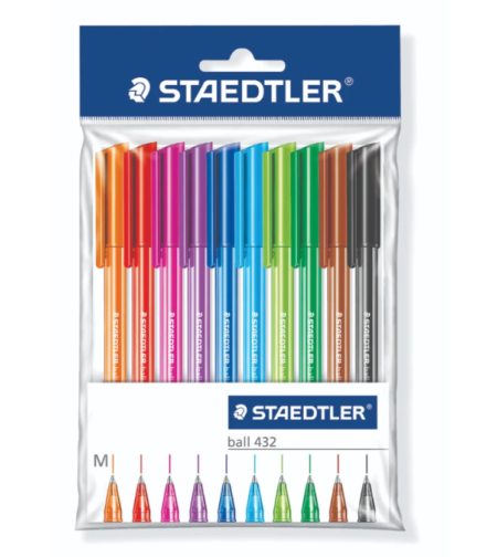 סט עטים צבעוניים חבילה של 10  Staedtler Ball 432