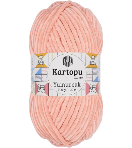 חוט קטיפה לסריגה Kartopu Yumurcak – צבע אפרסק עדין