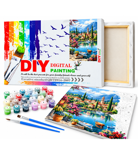 ערכת ציור לפי מספרים DIY - נוף ים פסטורלי | Digital Painting