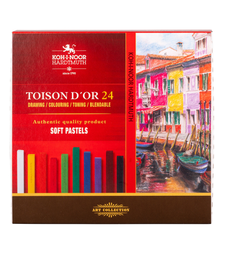 סט גירי פסטל רכים מרובעים 24 גוונים Koh-I-Noor Toison D'or