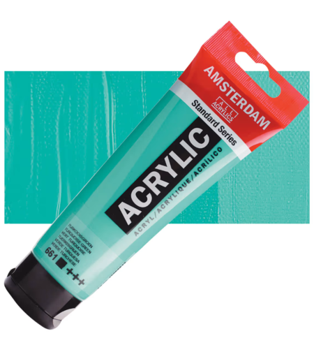 צבע אקרילי טורקיז ירקרק 661 (Turquoise Green) 120 מ״ל  Amsterdam Standard