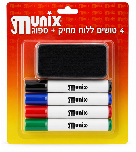סט 6 טושים ללוח מחיק- MUNIX-ראש עגול