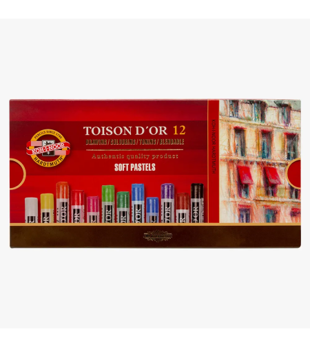סט גירי פסטל רכים עגולים 12 גוונים – Koh-I-Noor Toison D'or