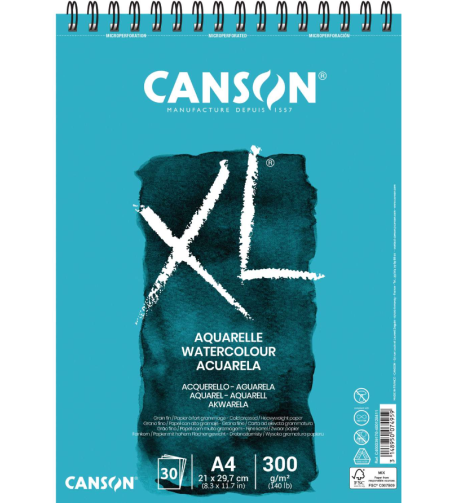 סקצ'בוק לצבעי מים 30 דפים נייר 300 גרם -Canson XL Aquarelle Watercolour A4