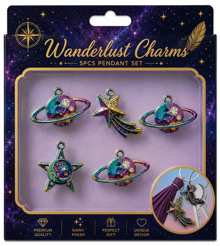 סט תליוני חלל לעיצוב ותכשיטנות – Wanderlust Space Charms 5 Pieces Pendant Set