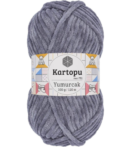 חוט קטיפה לסריגה Kartopu Yumurcak – צבע אפור