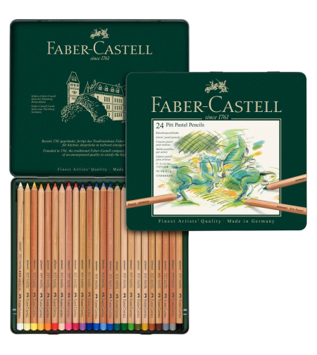 סט עפרונות פסטל קופסת פח – 24 עפרונות Faber-Castell Pitt