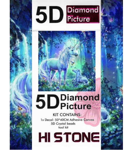ערכת תמונת יהלומים 5D HI STONE - חד קרן קסום ביער - 50x40 ס