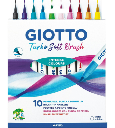 סט 10 טושים עם ראש מכחול לציור מקצועי-Giotto Turbo Soft Brush