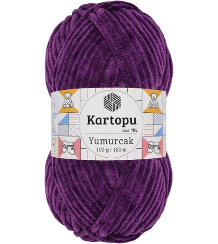 חוט קטיפה לסריגה Kartopu Yumurcak – צבע סגול עמוק