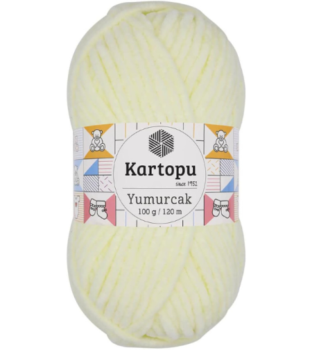 חוט קטיפה לסריגה Kartopu Yumurcak – צבע צהוב בהיר