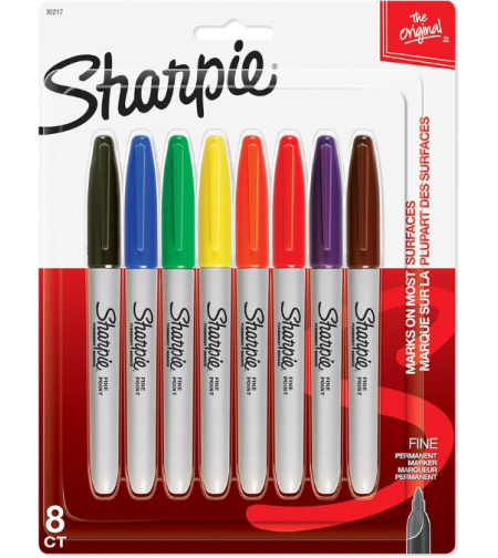 סט טושים פרמננטיים 8 צבעים Sharpie Fine Point