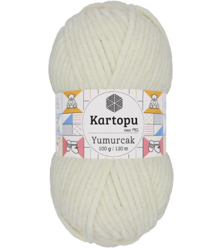 חוט קטיפה לסריגה Kartopu Yumurcak – צבע שמנת