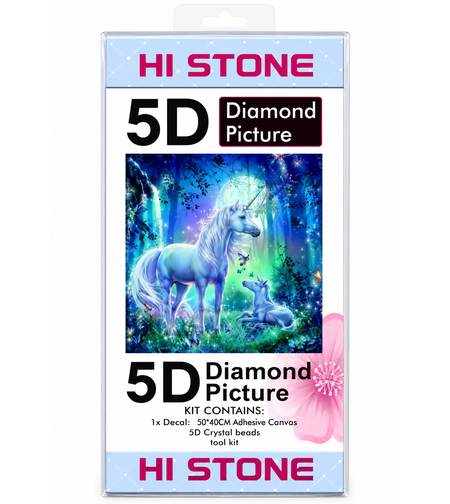 ערכת תמונת יהלומים 5D HI STONE - חד קרן קסום ביער - 50x40 ס