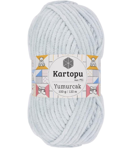 חוט קטיפה לסריגה Kartopu Yumurcak – צבע אפור בהיר