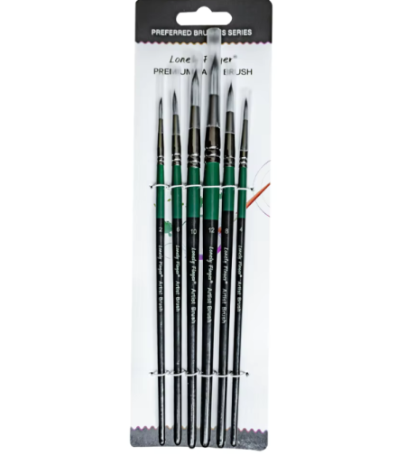 סט מכחולים מקצועיים לציור – 6 חלקים עגולים (Lonely Finger Artist Brush Set)
