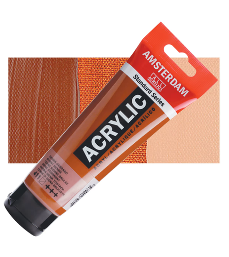 צבע אקרילי אמסטרדם סטנדרט – Burnt Sienna (חום שיינה), שפופרת 120 מ״ל
