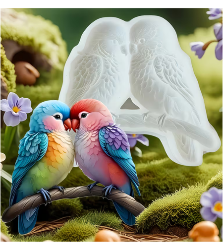 תבנית סיליקון לזוג תוכים – תבנית תלת־ממד לפרויקטים ביצירה ויציקות