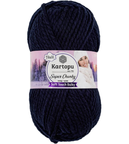 חוט צמר עבה לסריגה Kartopu Super Chunky – צבע כחול נייבי