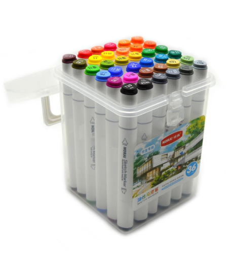 סט טושי סקיצה דו-צדדיים סט 36 צבעים NORAI Sketch Marker