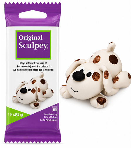 חימר פולימרי לאפייה לבן - 454 גרם - Original Sculpey White