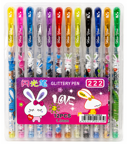 סט עטי ג'ל מנצנצים 12 יחידות Glittery Pen