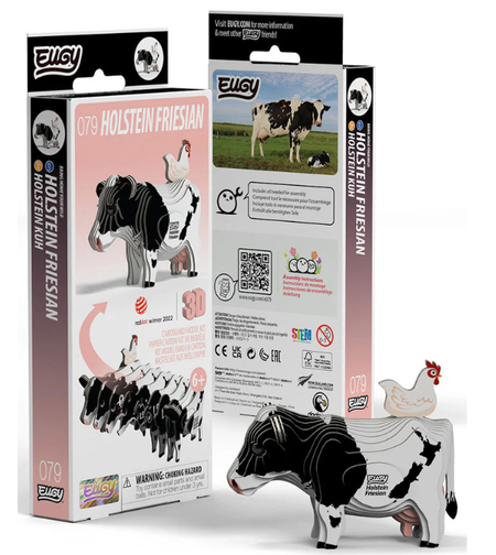 ערכת הרכבה תלת־ממדית פרה הולשטיין EUGY – Holstein Friesian פאזל 3D מקרטון